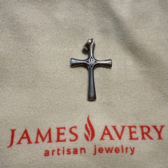 Retired James Avery Sterling Silver Descending Dove Serenity Cross Pendant - Picture 1 of 13